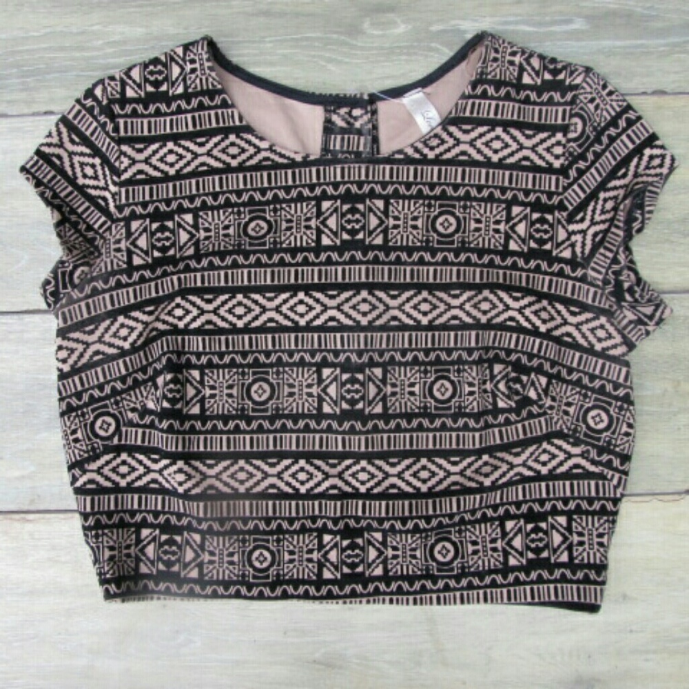 💕Super Cute Aztec Print Pattern Crop Top Blouse